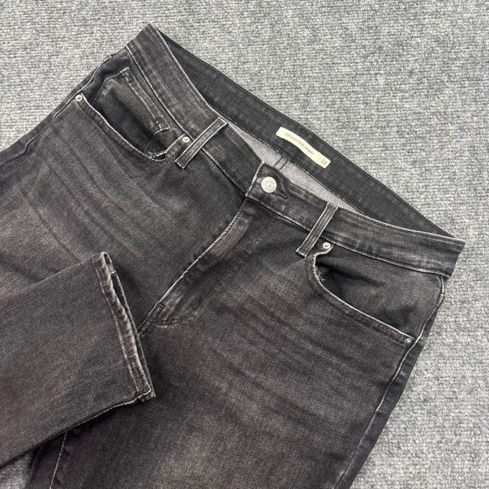 Levi's 721‎ High Rise Skinny Jeans 33 Black Washed Denim Women
